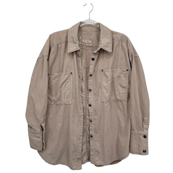 Free People Revolve Baby Cord Buttondown Jacket Shacket Women's SZ S Beige Boho - Picture 11 of 16